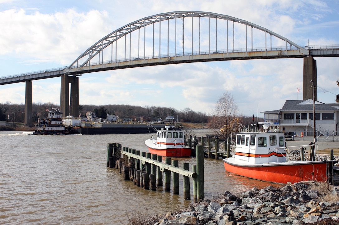 The Chesapeake City Bridge was built in 1948 connecting the two sides of the city. The main span is 540 feet long and the overall length of the bridge is 3,954 feet.