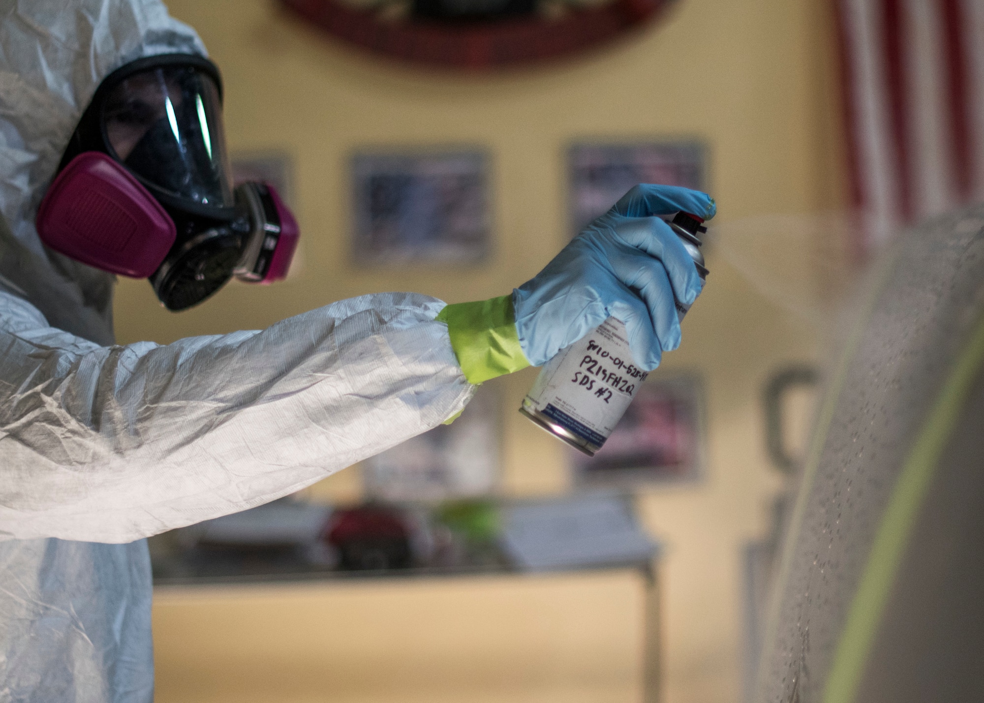 Senior Airman Conor Goetsch, 386th Expeditionary Maintenance Squadron combat metals journeyman, applies the final coat of paint to the leading edge patch that the combat metals team manufactured and installed at an undisclosed location in Southwest Asia, Feb. 8, 2019. The entire process took the combat metals flight 144 hours to complete, which got the aircraft back in the fight three-weeks earlier than if they would have ordered the part.