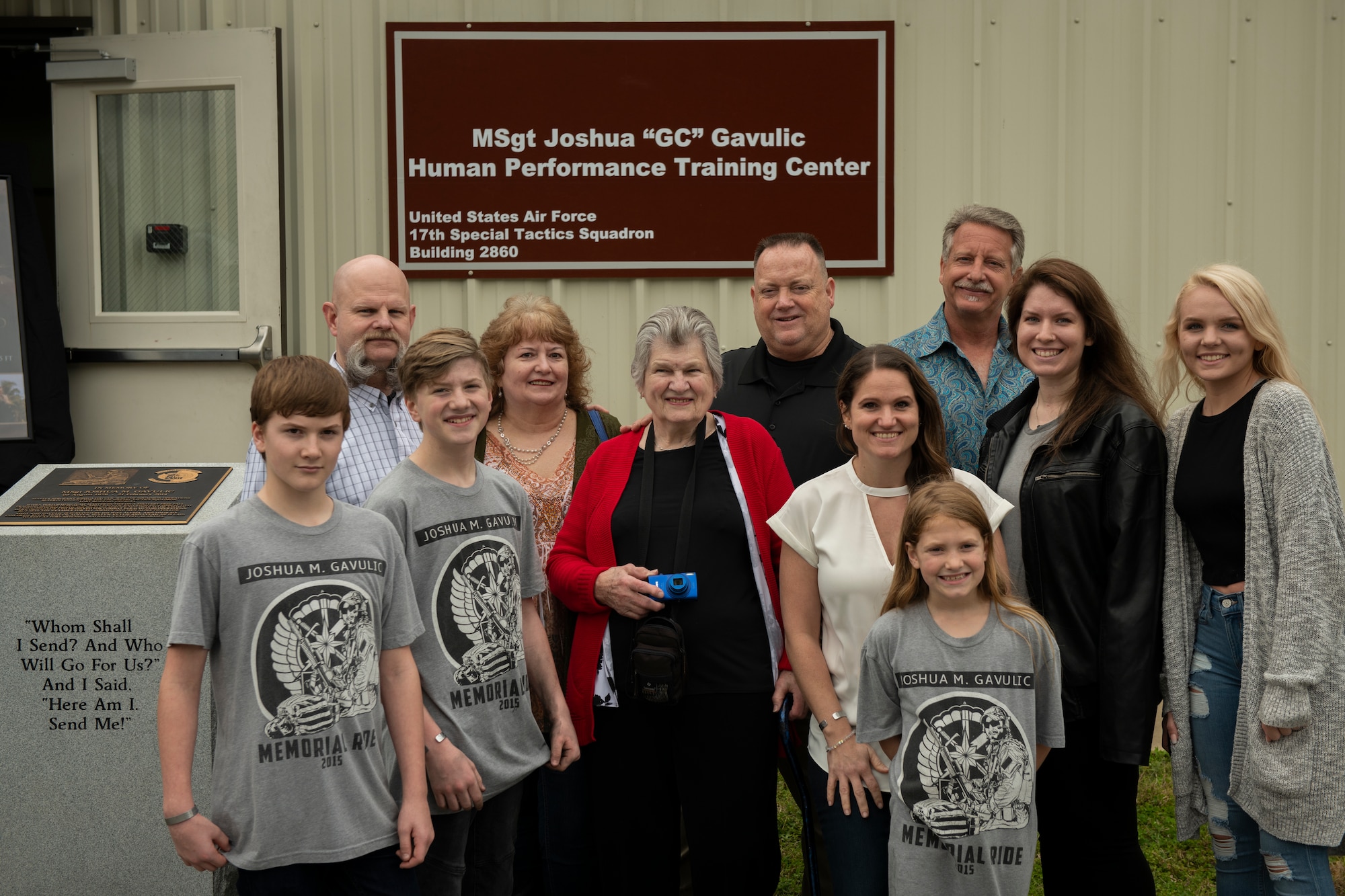 More than 60 friends, teammates and family gathered at the newly renamed Master Sgt. Joshua M. Gavulic Human Performance Center at Fort Benning, Ga., Feb. 23, 2019.