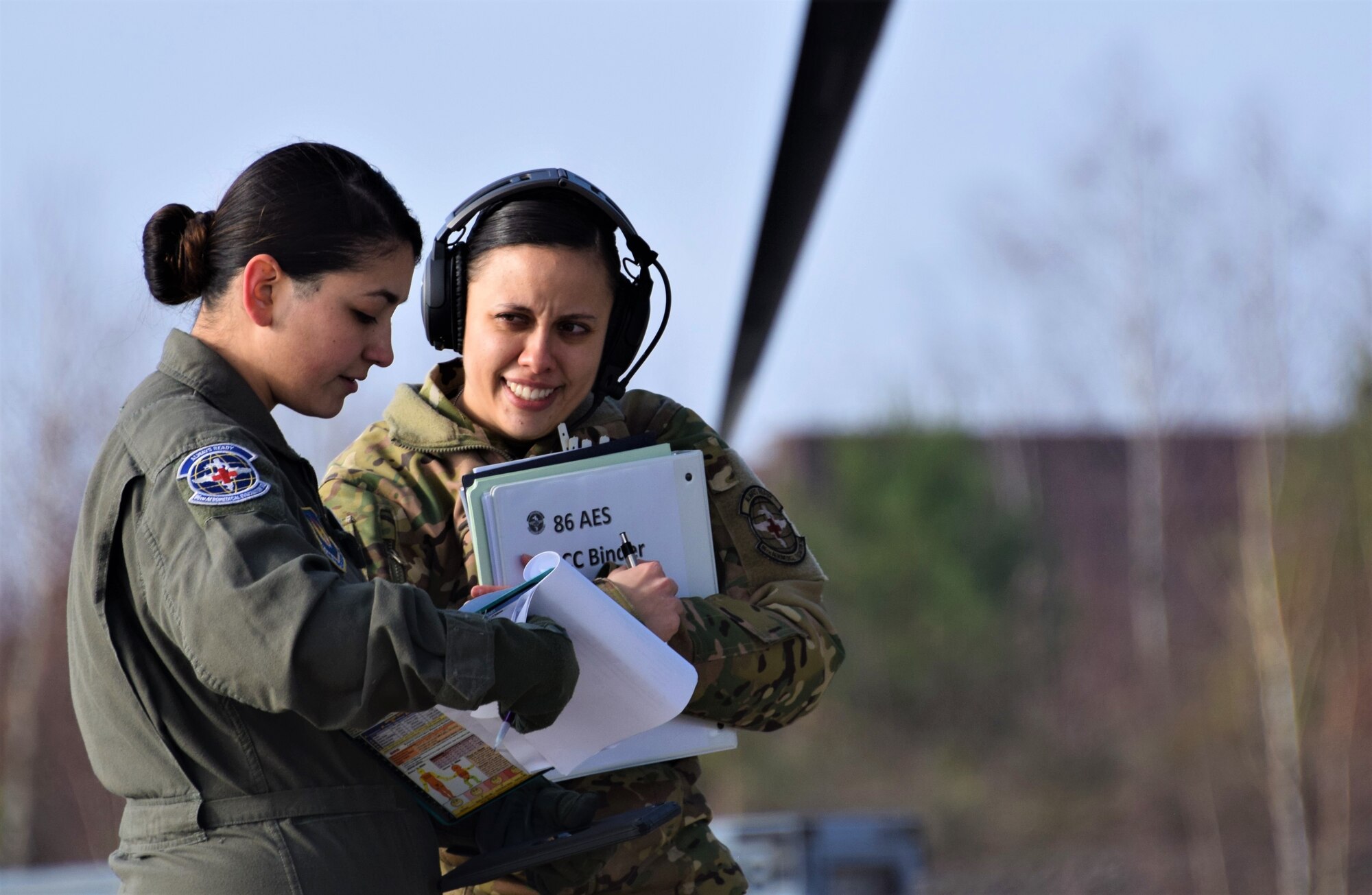 U.S Air Force personnel during aeromedical training mission.