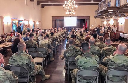 Soldiers and family members attend a town hall at the Lincoln Military Housing Community Center at Joint Base San Antonio-Fort Sam Houston Feb. JBSA-Fort Sam Houston’s leadership held the town hall to provide information and gain feedback as part of an ongoing U.S. Army-wide effort to resolve unsatisfactory conditions in Army family housing.