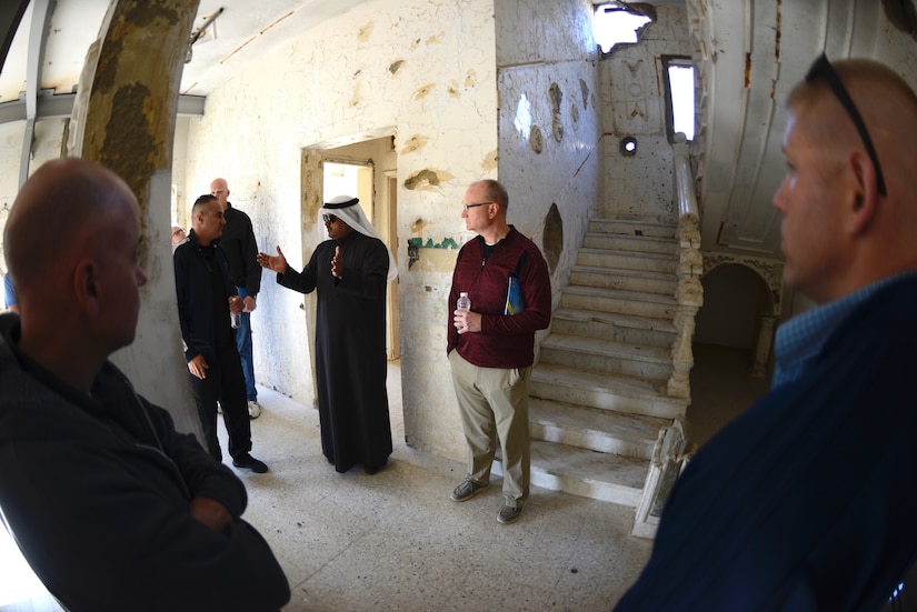 Soldiers with the Minnesota National Guard’s 34th Red Bull Infantry Division visit the Al-Qurain Martyrs Museum in Kuwait City Feb. 20, 2019, surveying the damage inflicted on a house by heavy weaponry, including an Iraqi tank, during a battle in the Gulf War that occurred Feb. 24, 1991, between members of the Al Messilah Group (Kuwait forces) and Saddam Hussein’s forces. The Soldiers partnered with their Kuwaiti hosts to learn about the history of the invasion of Kuwait and the national and international response that liberated the nation. The Soldiers, currently deployed to the region as Task Force Spartan, also visited a nearby military base where Kuwaiti soldiers walked through the broader picture of the conflict on an immense sand-table of the country.