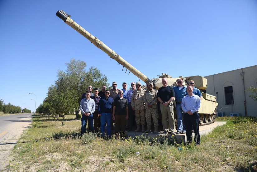 Soldiers with the Minnesota National Guard’s 34th Red Bull Infantry Division and their Kuwaiti hosts gather for a parting photo in front of a historic Kuwaiti  FV4201 Chieftain main battle tank from the Gulf War era outside of a Kuwait Land Force’s 35th Armored Brigade compound, Feb. 20, 2019. The Soldiers partnered with their Kuwaiti hosts to learn about the history of Saddam Hussein’s  invasion of Kuwait and the national and international response that liberated the nation. The Soldiers, currently deployed to the region as Task Force Spartan, visited the Al Qurain Marytr Museum to discover one story of a battle between local resistance fighters and the invading forces, and also visited a nearby military base where Kuwaiti soldiers walked through the broader picture of the conflict on an immense  sand-table  of the country.