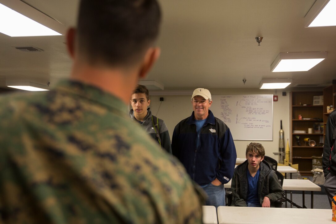 The Young Marines and Boy Scouts from Kingman, Ariz., visited Marine Corps Air Station (MCAS) Yuma Feb. 8, 2019. U.S. Marines stationed at MCAS Yuma demonstrated Explosive Ordnance Disposal (EOD) capabilities, Marine Corps Martial Arts Program (MCMAP) techniques, the Obstacle Course, and the Combat Fitness Test (CFT). The Young Marines and Boy Scouts also participated in some of these events. (U.S. Marine Corps photo by Cpl. Sabrina Candiaflores)