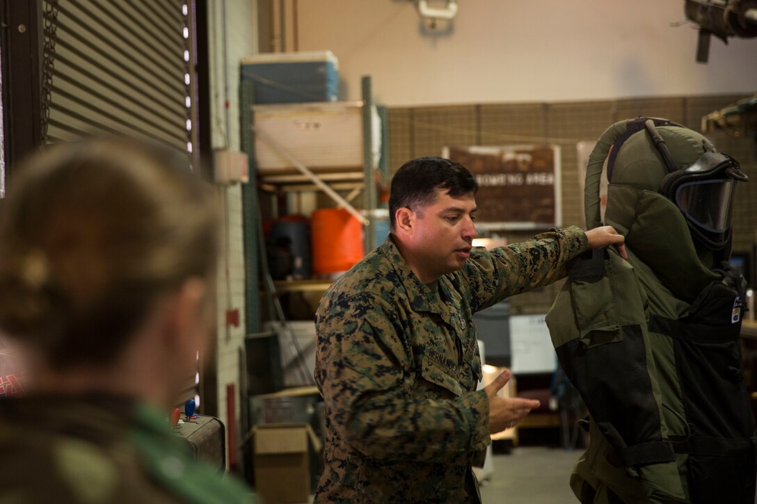 The Young Marines and Boy Scouts from Kingman, Ariz., visited Marine Corps Air Station (MCAS) Yuma Feb. 8, 2019. U.S. Marines stationed at MCAS Yuma demonstrated Explosive Ordnance Disposal (EOD) capabilities, Marine Corps Martial Arts Program (MCMAP) techniques, the Obstacle Course, and the Combat Fitness Test (CFT). The Young Marines and Boy Scouts also participated in some of these events. (U.S. Marine Corps photo by Cpl. Sabrina Candiaflores)