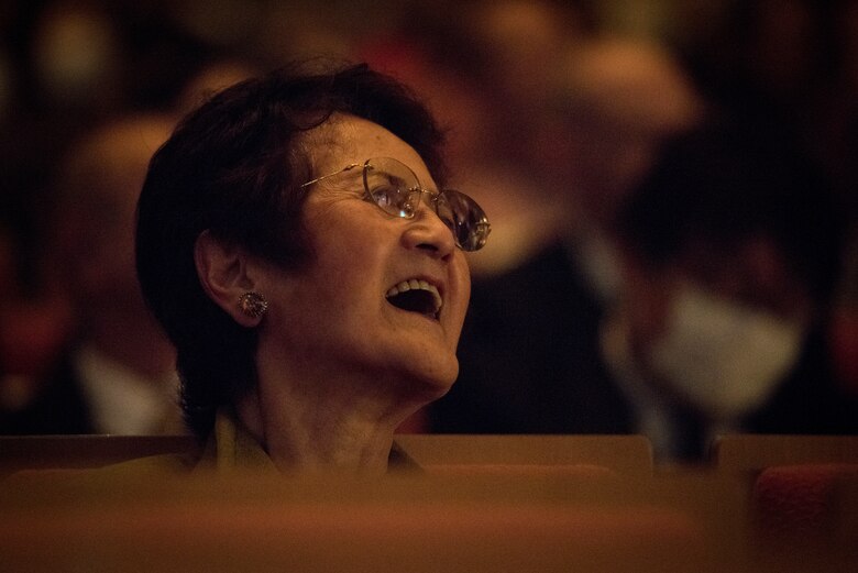 An audience member enjoys the performance during the Japan-U.S. Joint Concert Feb. 24, 2019, at the Hamura Learning Center in Hamura, Tokyo, Japan. The purpose of the joint concert was to strengthen friendships and partnerships with the local communities. (U.S. Air Force photo by Senior Airman Donald Hudson)