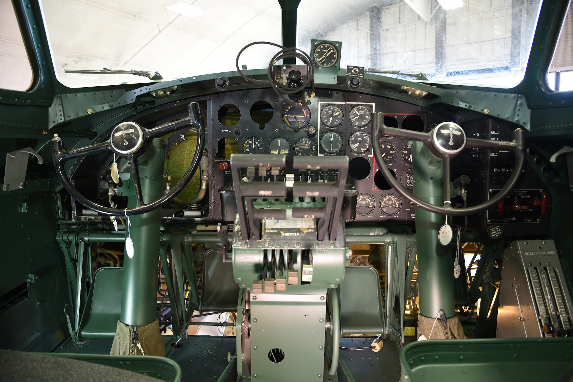 DAYTON, Ohio -- The Boeing B-17F Memphis Belle cockpit undergoing restoration on March 6, 2018 at the National Museum of the U.S. Air Force's restoration hangar. (U.S. Air Force photo by Ken LaRock)