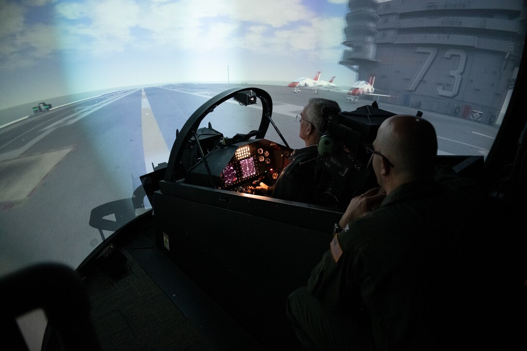 Simulated flight training.