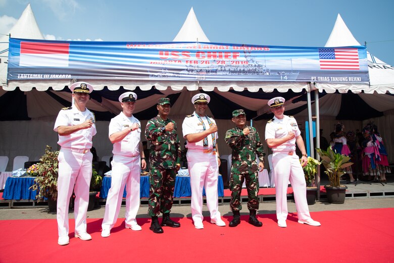 Chief is visiting Jakarta while operating in U.S. 7th Fleet to work with their Indonesian Navy (TNI-AL) counterparts to strengthen regional security and stability, and enhance interoperability.
