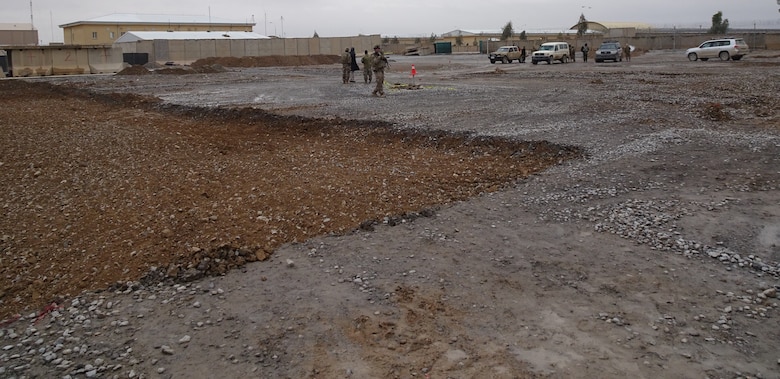 Future site of new hangar apron, left front; and the new 2-Bay Hangar site to the right background.