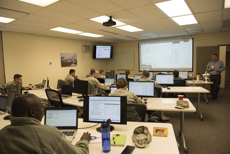 Approximately 15 Airmen from the 3rd Space Experimentation Squadron participate in a lecture at the Advanced Rendezvous Proximity Operations course Feb. 26, 2019. The course is offered through a contract partnership with Palski & Associates, a systems engineering and technical assistance firm located in Colorado Springs.