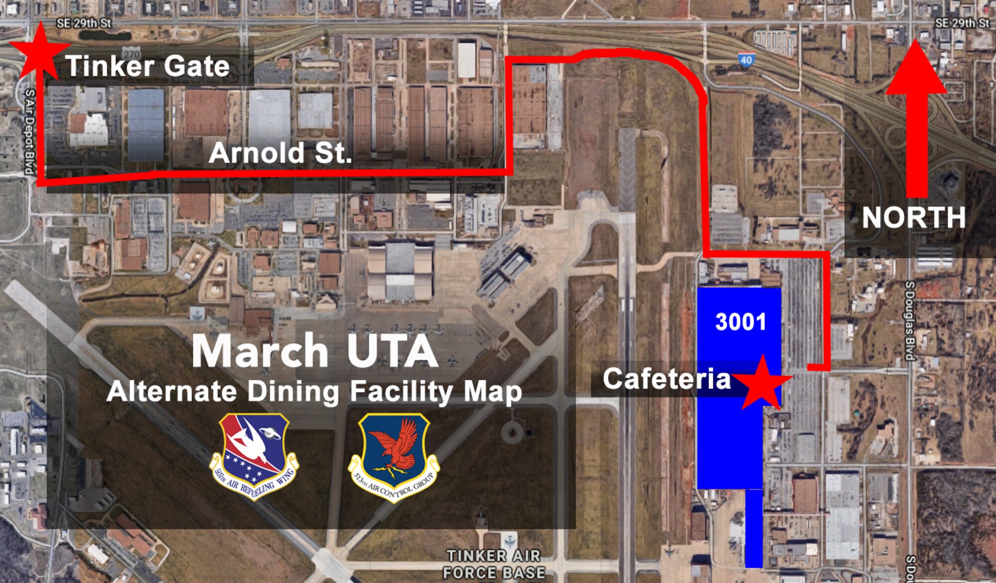 During the March Unit Training Assembly March 2-3, 2019, Reservists at Tinker Air Force Base, Oklahoma, will receive their meals at the Bldg. 3001 Cafeteria. (U.S. Air Force image by Lauren Gleason)