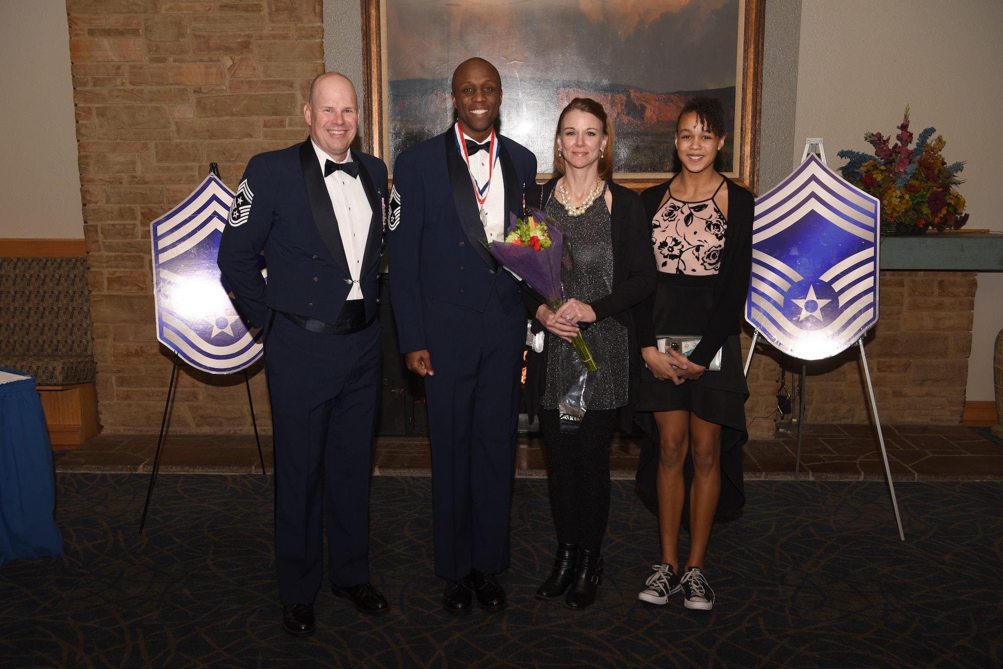 U.S. Air Force Chief Master Sergeant Anthony Anderson, Air Force Safety Center Weapons Safety superintendent, poses for a photo at the Team Kirtland Chief Recognition Ceremony at Kirtland Air Force Base, N.M., Feb. 22, 2019. Chief master sergeants represent on percent of the enlisted force. (U.S. Air Force photo by Senior Airman Eli Chevalier)