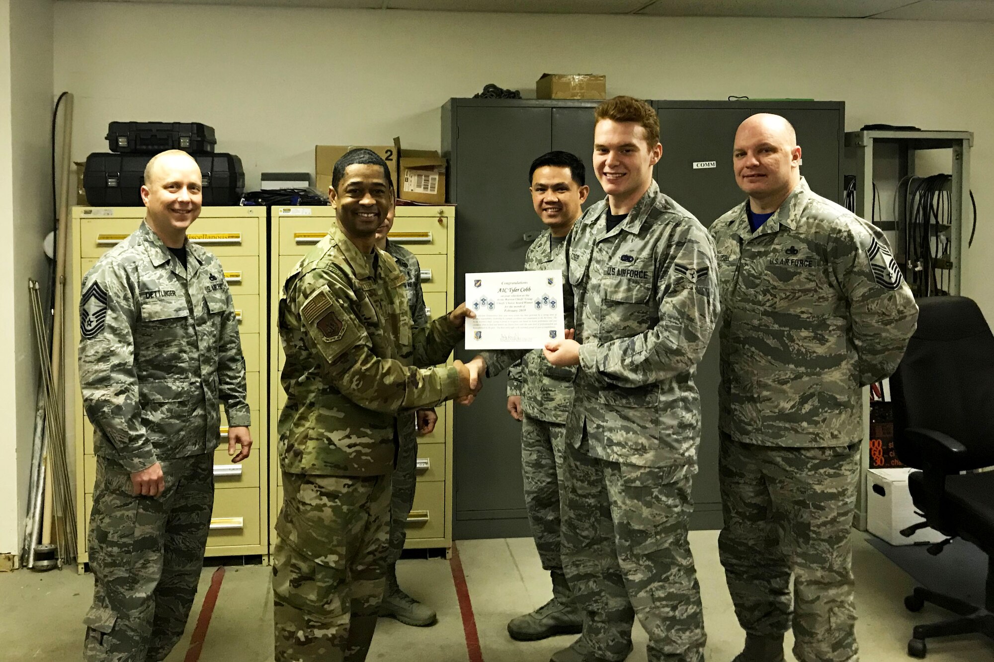 A1C Tyler I Cobb was selected as the Chief's Choice Award winner for the month of February 2019.