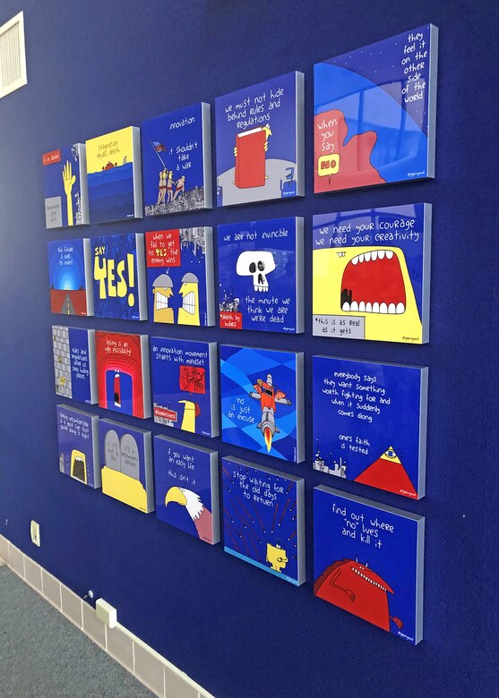 One of several innovation tiles that will be displayed on unit walls throughout Edwards Air Force Base, California. (U.S. Air Force photo by Kenji Thuloweit)