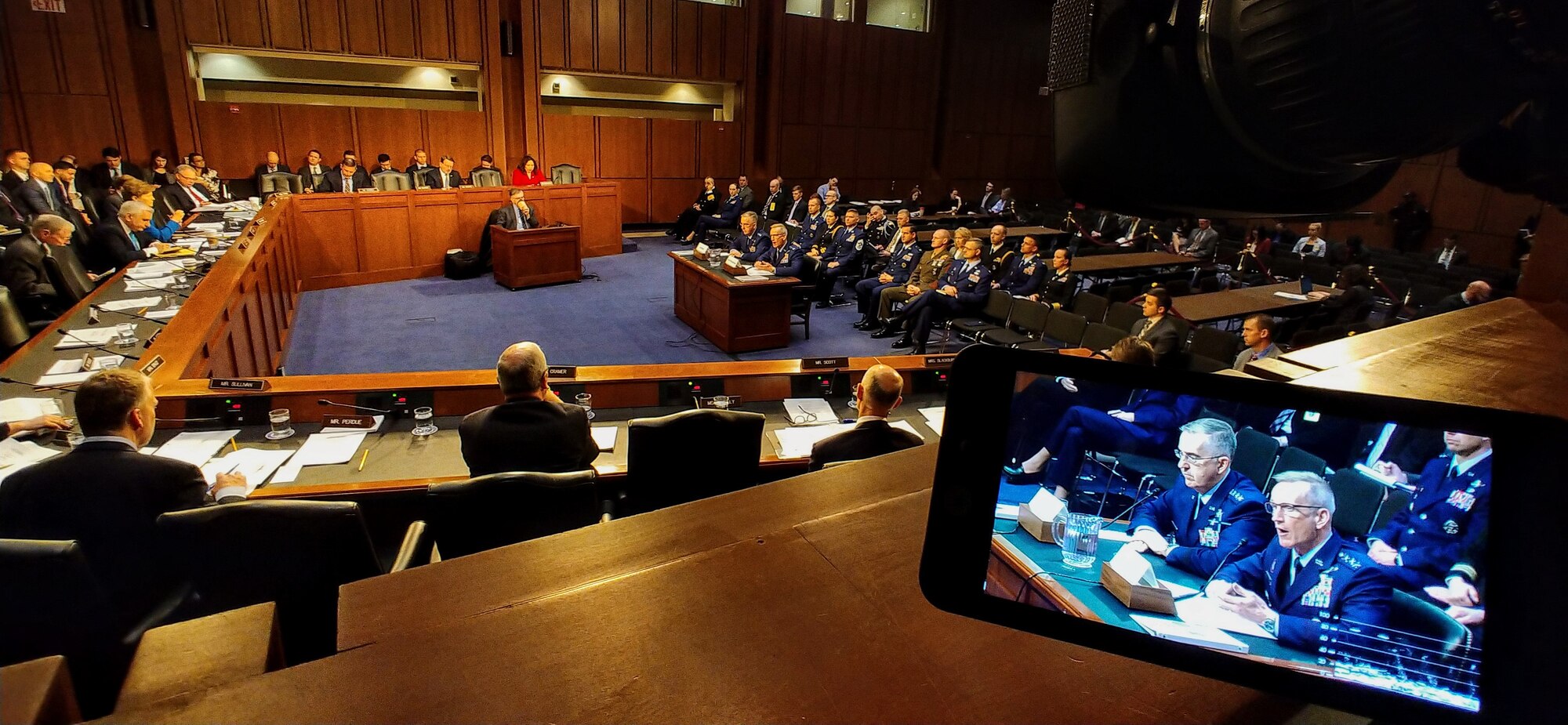 U.S. Strategic Command Commander Gen. John E. Hyten, and U.S. Northern Command and North American Aerospace Defense Command Commander Gen. Terrence J. O'Shaughnessy testify before the U.S. Senate Committee on Armed Services on United States Strategic Command and United States Northern Command in review of the Defense Authorization Request for Fiscal Year 2020 and the Future Years Defense Program at the Hart Senate Building in Washington, D.C., Feb. 26, 2019.