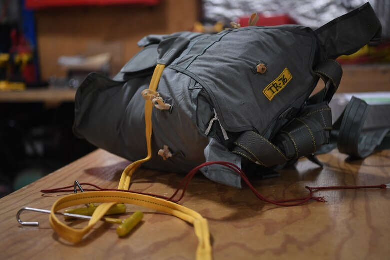 The 82nd Expeditionary Rescue Squadron aircrew flight equipment flight maintains parachutes for operations in East Africa. (Last names withheld for security purposes.)