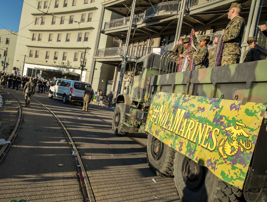 MARFORRES takes part in the parades to celebrate the Mardi Gras season with the New Orleans community.
