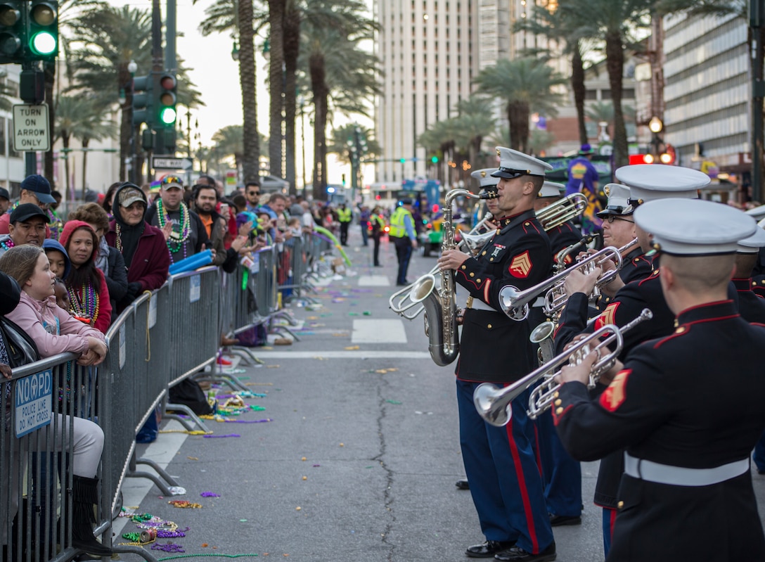 MARFORRES takes part in the parades to celebrate the Mardi Gras season with the New Orleans community.