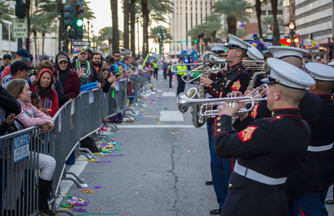 MARFORRES takes part in the parades to celebrate the Mardi Gras season with the New Orleans community.