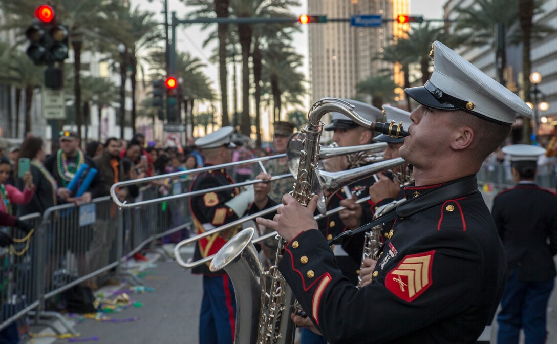 MARFORRES takes part in the parades to celebrate the Mardi Gras season with the New Orleans community.