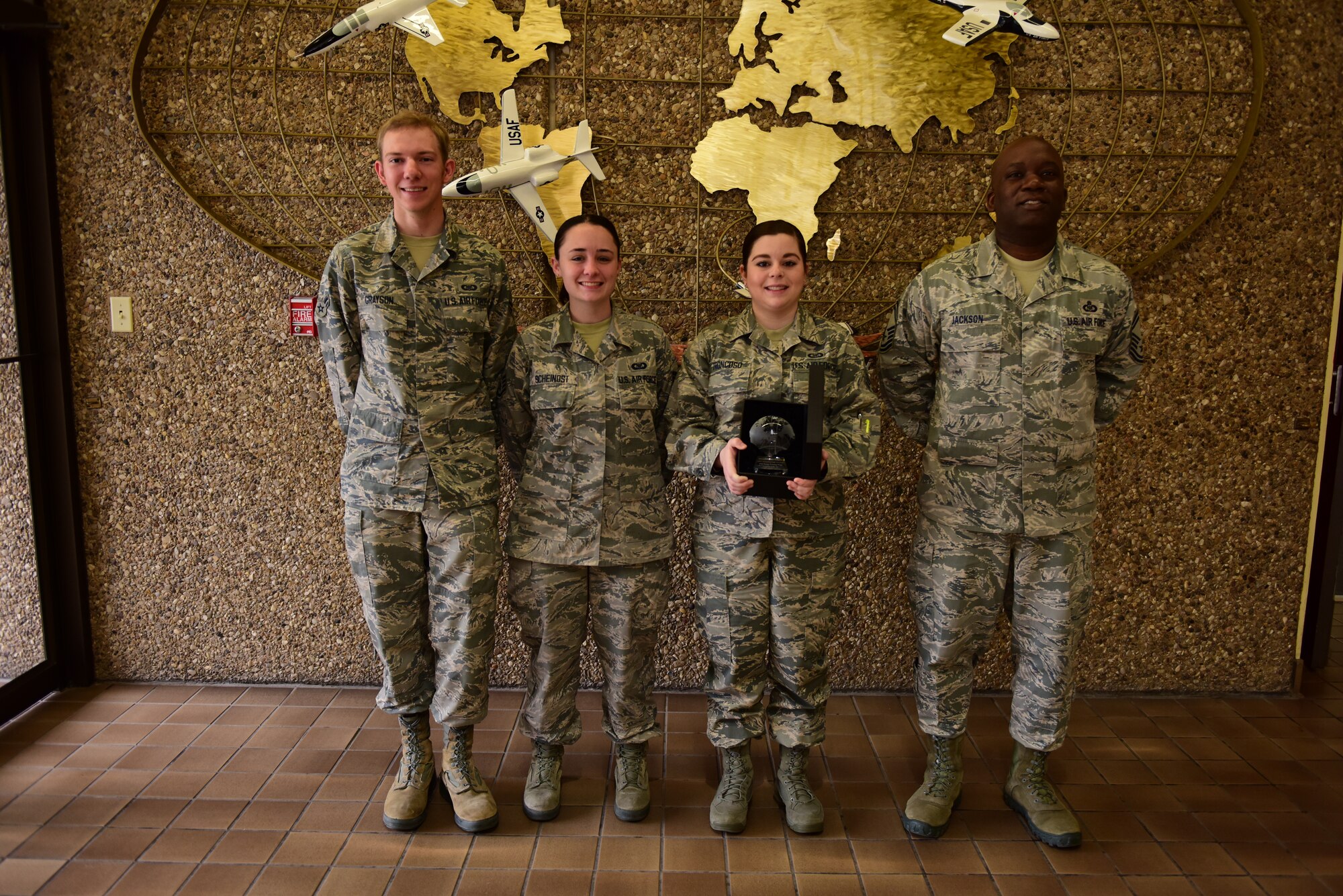 Laughlin’s aviation resource management, also known as “1Charlies” were recognized as the winners of the 2018 Sgt. Dee Campbell Outstanding Small Unit Award. Laughlin Air Force Base is in the business of training the best military pilots in the world –but training pilots isn’t as cut and dry as getting in a plane and flying. As one could imagine, there are mountains of paperwork required to keep student pilots on the right track, and the 47th Operations Support Squadron aviation resource managers are the gatekeepers of Laughlin’s flight records. (U.S. Air Force photo by Senior Airman Benjamin N. Valmoja)