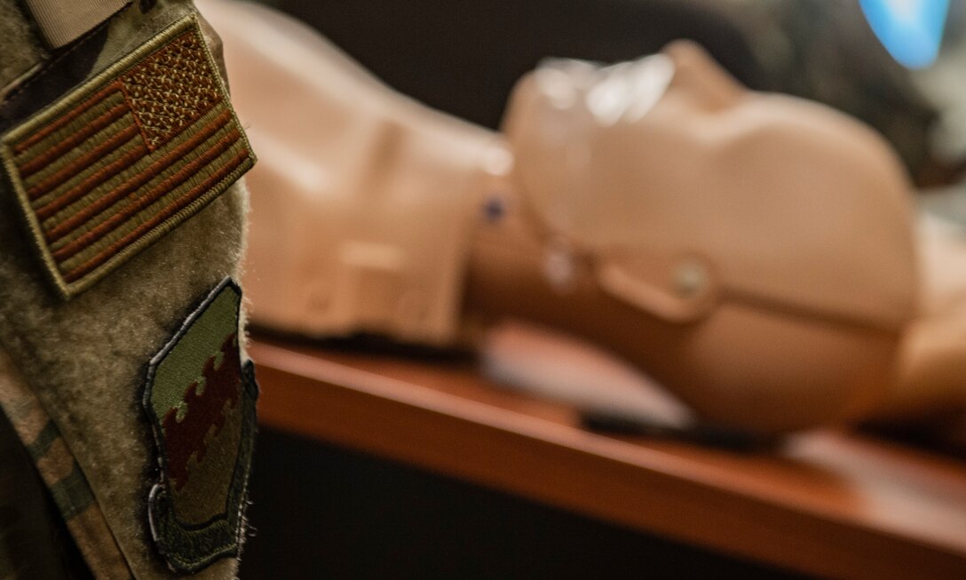 U.S. Airmen assigned to the 20th Security Forces Squadron perform CPR and self-aid buddy care training at Shaw Air Force Base, S.C., Feb. 27, 2019.