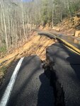 A landslide shuts down a portion of Tennessee State Road 66 in Hawkins County, Tennessee, in February 2019.