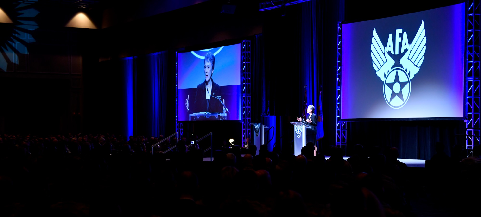 Secretary of the Air Force Heather Wilson gives remarks during the Air Force Association’s Air, Space and Cyber Conference in Orlando, Fla., Feb. 28, 2019. (U.S. Air Force photo by Wayne Clark)