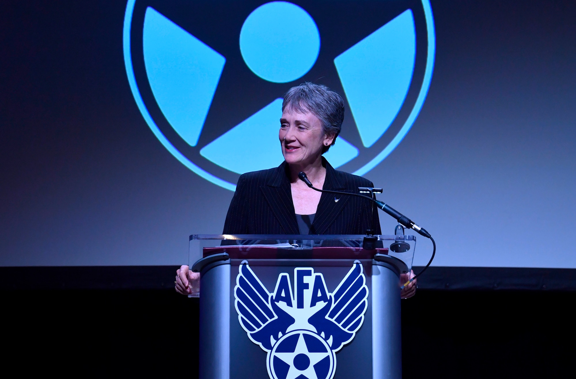Secretary of the Air Force Heather Wilson gives remarks during the Air Force Association’s Air, Space and Cyber Conference in Orlando, Fla., Feb. 28, 2019. (U.S. Air Force photo by Wayne Clark)