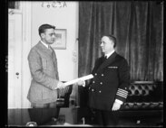 Then-Captain William Reynolds receives his commission as Rear Admiral, 1923.
