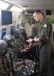 Tech. Sgt. Joseph Santiago, 359th Aerospace Medicine Squadron Aerospace and Operational Physiology Flight chief, performs seal checks for Airmen who are part of the Aircrew Fundamentals Course to make sure their masks are tight enough so that no ambient air can enter into their masks. Santiago has been honored as the Air Force Medical Service’s 2018 Air Force Aerospace and Operational Physiology NCO of the Year. (Courtesy photo)