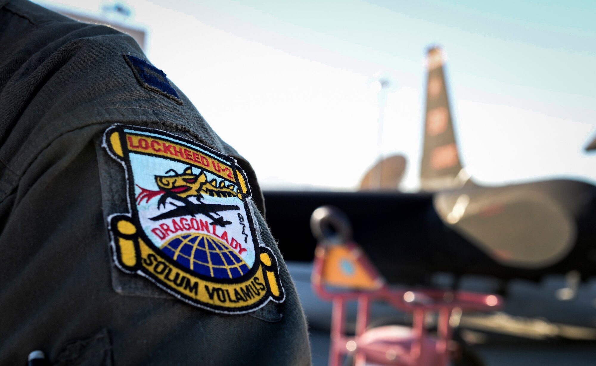 A Lockheed U-2 Dragon Lady patch sits on the shoulder of a pilot.