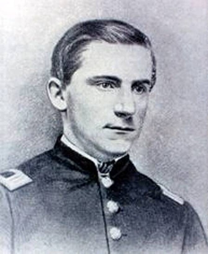 A black and white photo of George E. Davis