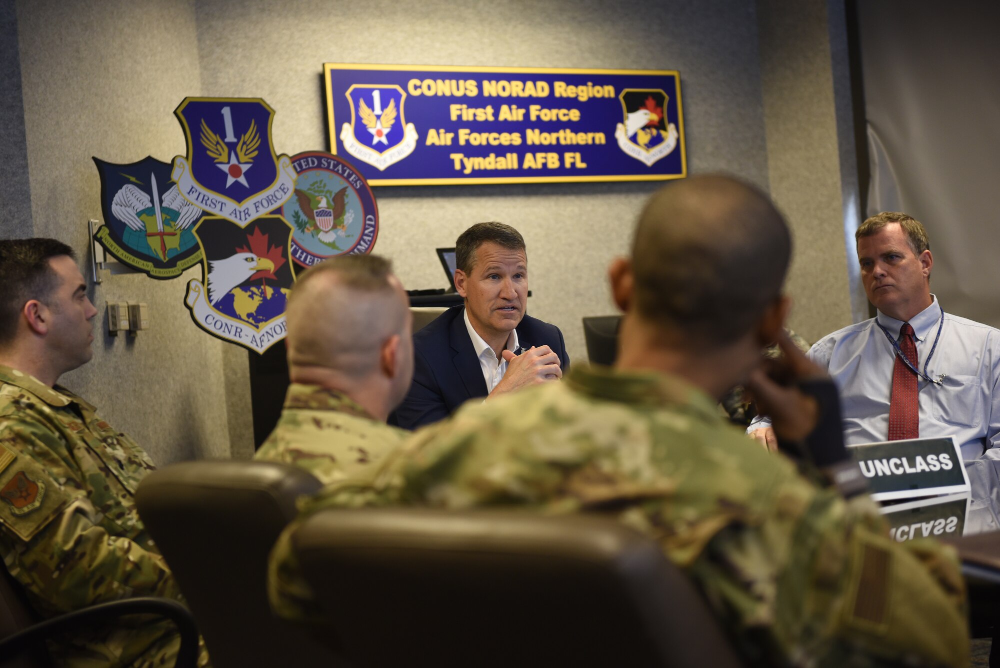 Bill Marion, Secretary of the Air Force deputy chief information officer visits Tyndall Air Force Base after Hurricane Michael.