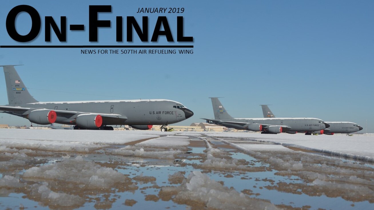 KC-135R Stratotankers sit on the flightline at Tinker Air Force Base, Oklahoma, after snow and ice fell on the base January 3-4, 2019. (U.S. Air Force Photo by Tech. Sgt. Samantha Mathison)