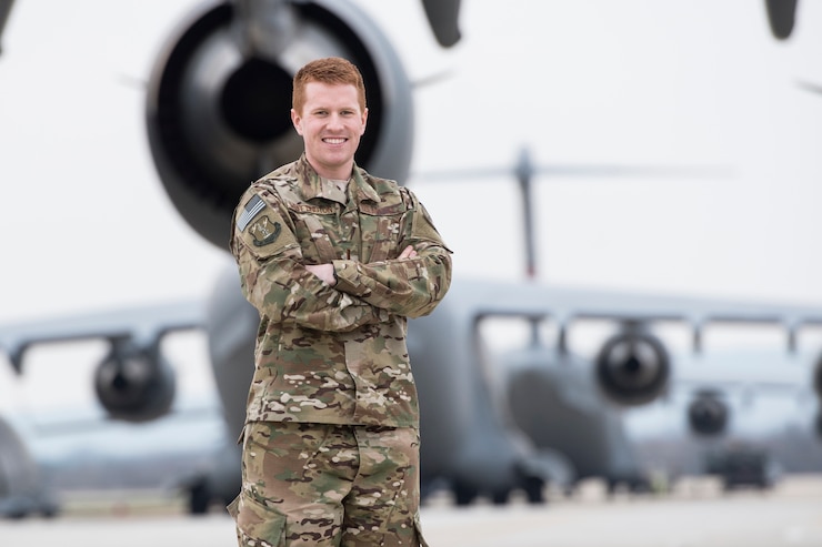 Second Lt. Trevor Whittington, a C-17 mobility pilot for the 167th Airlift Wing, is the 167th AW's Airman Spotlight for January 2019. (U.S. Air National Guard photo by Senior Master Sgt. Emily Beightol-Deyerle)