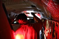 U.S. military members and DoD civilians of the Joint Task Force Civil Support (JTF-CS) participated in a concept loadout exercise at Felker Army Airfield, Fort Eustis, Va., Dec. 21, 2018. JTF-CS members participated in the scenario event with 11th Theater Aviation Command (TAC), U.S. Army General Support Aviation Battalion (5-159th), Army aviation coordination team based at Fort Eustis. “Through concept development JTF-CS rapid deployability can be enhanced by using small, independent teams,” said Kevin Woodrum, a joint exercise planner. “These teams utilize the joint planning process (JPP) to conduct detailed planning to save lives, mitigate the effects of the CBRN incident and provide situational understanding while coordinating with local, state, tribal and federal officials to determine the level of DoD support required.” (Official DoD photo by Air Force Tech. Sgt. Michael Campbell/released)