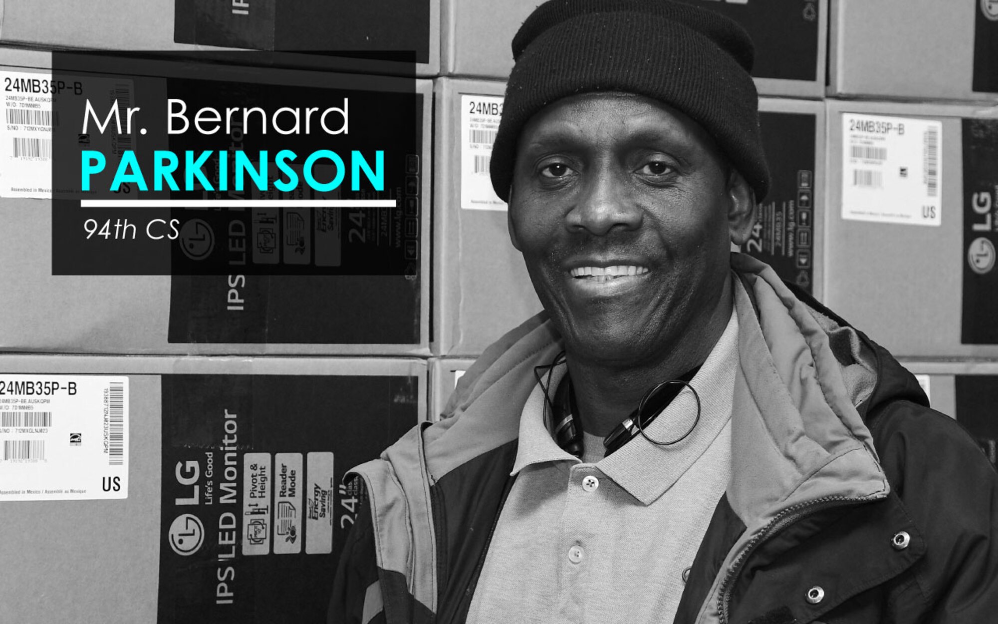 This week’s Up Close features Mr. Bernard Parkinson, 94th Communications Squadron IT specialist. Up Close is a series spotlighting individuals around Dobbins Air Reserve Base. (U.S. Air Force graphic/Staff Sgt. Andrew Park)