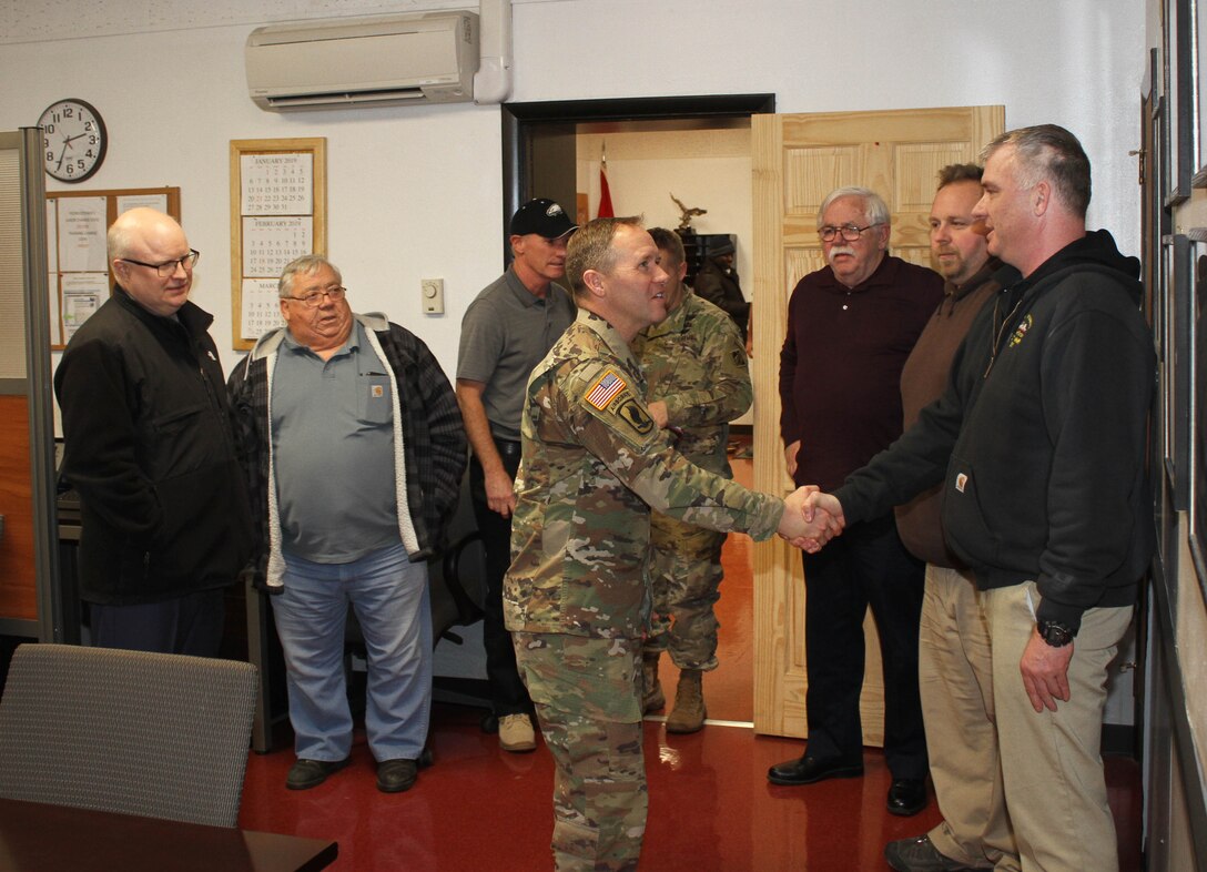 USACE North Atlantic Division Commander Major General Jeffrey L. Milhorn visited the Philadelphia District Jan. 9-10, 2019. During the visit, he met with several members of the Dredge McFarland crew and the District's Operations Division at the Fort Mifflin Project Office and Distribution Center.
