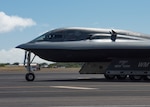 A B-2 Spirit bomber deployed from Whiteman Air Force Base, Missouri, is parked on the flightline at Joint Base Pearl Harbor-Hickam, Hawaii, Jan. 10, 2019.