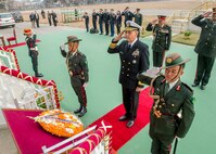 Commander, U.S. Indo-Pacific Command Adm. Phil Davidson participates in a wreath laying ceremony at the Nepali Army pavilion. This is Davidson’s first visit to Nepal as the USINDOPACOM commander.