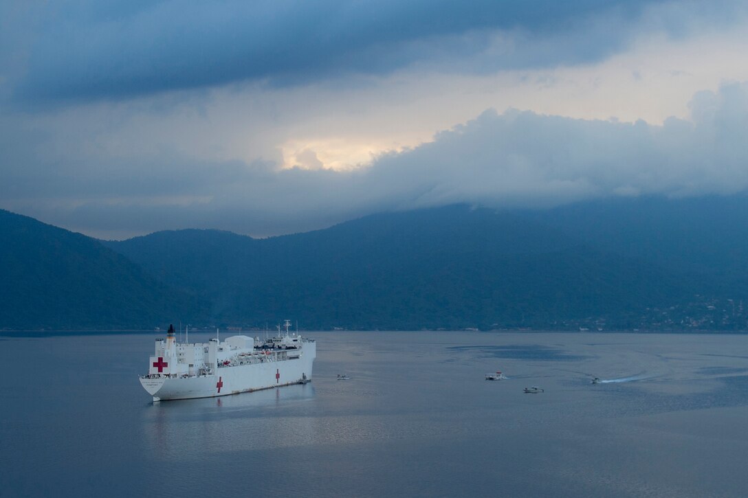 The USNS Comfort at anchor