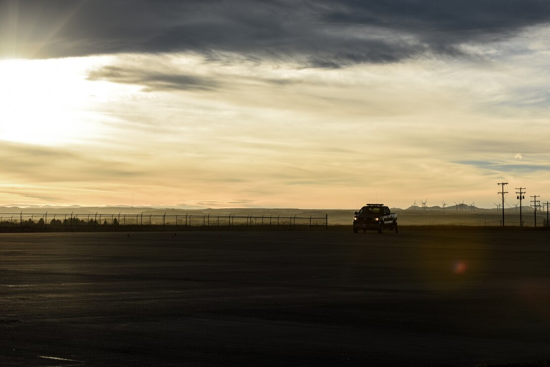 Major Gen. John Rauch, Air Force Chief of Safety and 377th Air Force Safety commander, drove through the skid car trainer course with the 90th Missile Wing Safety office during a visit to F.E. Warren Air Force Base, Wyo., Jan. 9, 2018. The skid care trainer is mandatory for Airmen tripping out to the field due to the various terrain and weather possibilities during travel. Additionally the trainer is available for Airmen needing to practice driving in winter conditions. (U.S. Air Force photo by Airman 1st Class Abbigayle Wagner)