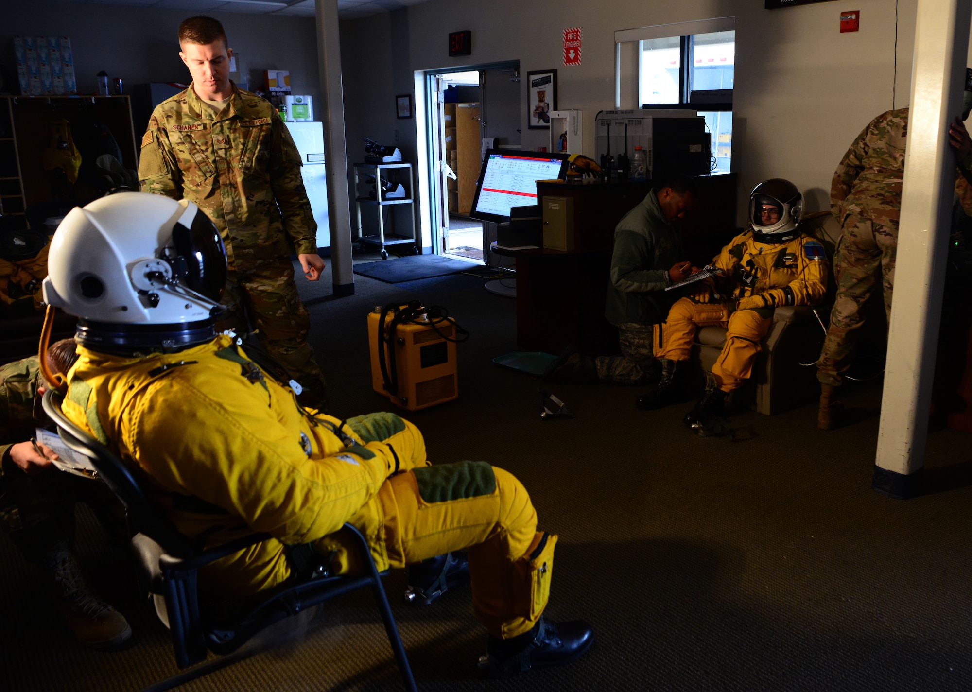 9th Physiological Support Squadron Airmen prepare U-2 Dragon Lady pilots for a flight