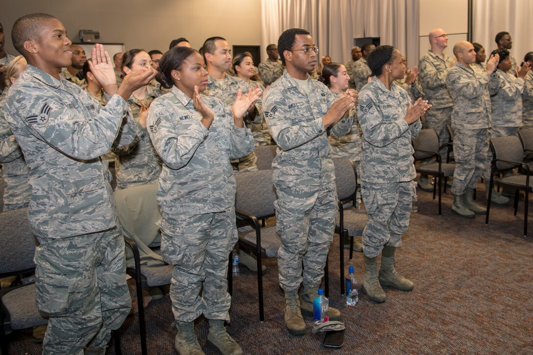 Senior Airman Jenna M. Miller, 514th Force Support Squadron services apprentice, with the 514th Air Mobility Wing at Joint Base McGuire-Dix-Lakehurst, N.J., mentors her peers with a personal story of success. Miller overcame adversity through intense physical training and proper nutrition in order to achieve her dream of becoming a Reserve Citizen Airman. Miller spoke about working hard, believing in yourself and maintaining willpower and ambition in order to achieve your goals. Miller said she hopes her story will inspire others to reach their goals and dreams. Miller plans to become a certified personal trainer in the future.