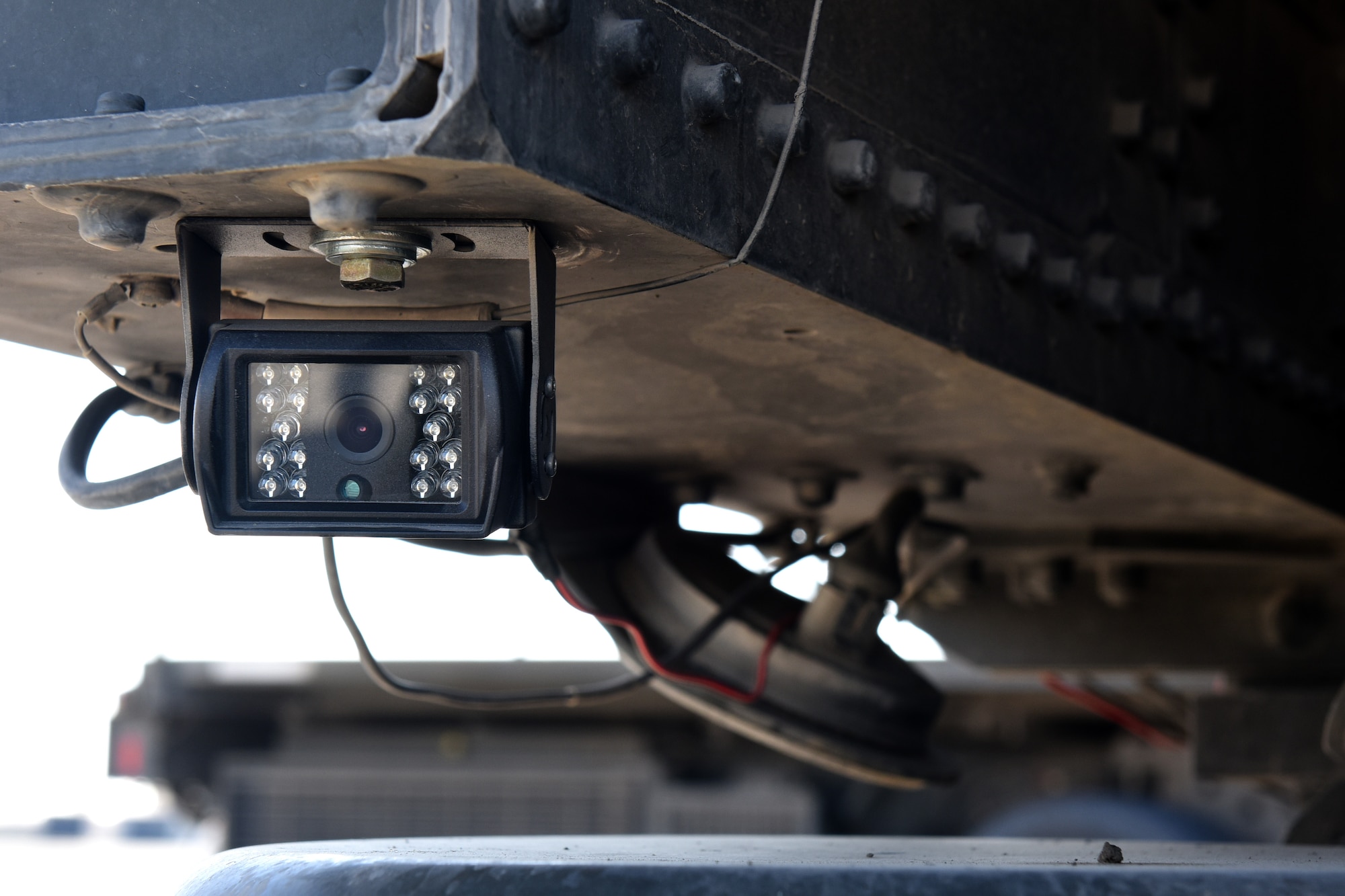 Upgraded safety equipment to the Tunner 60K Loaders includes the backup camera pictured at an undisclosed location in Southwest Asia, Jan. 2, 2019. The new upgrades consist of implementing a new collision avoidance system to safeguard the loaders and operators.