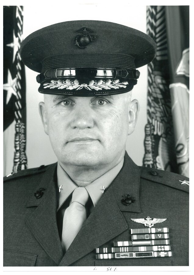 This photo provided by the Marine Corps shows Brig. Gen. William Forney, former 1st MAW commanding general from 1992 to 1994, who served 30 years in the Marine Corps. On Dec. 25, 2018, Forney passed away in Panama City, Florida at the age of 76.  His decorations are the Legion of Merit; Meritorious Service Medal with gold star; Navy Commendation Medal with Combat "V"; Air Medal with Numeral 8; and the Combat Action Ribbon. (U.S. Marine Corps courtesy photo)