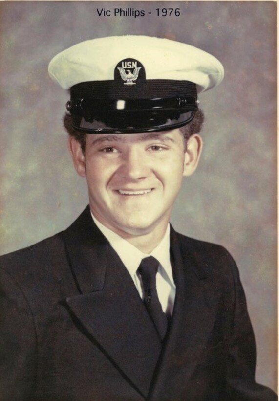 Seabee Victor B. Phillips poses for an official Navy portrait in 1976. He entered the Navy in 1975. Phillips was killed Aug. 31, 1976, in a construction accident while helping build the road between Mainside and new airfield at Camp Wilson on board what is now the Marine Corps Air Ground Combat Center, Twentyhnine Palms, Calif. (Photo courtesy Phillips family)