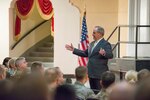 Ret. Gen. Mark Welsh, former Air Force chief of staff, shares leadership knowledge and experience at Air Education and Training Command’s latest leadership initiative, AETC Talks, which took place Jan. 11 at Joint Base San Antonio-Randolph’s Fleenor Auditorium. AETC Talks is a program that intends to have the most successful people in their respective fields engage, inspire and motivate Airmen.